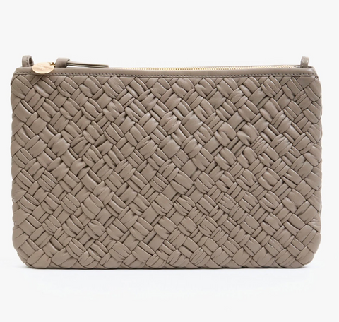 Clare v puffy dove grey flat clutch at maeree