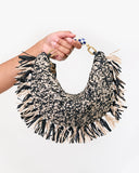 Clare v raffia fringe lune clutch at maeree