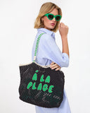Clare V L’ete a La plage black and green tote at maeree