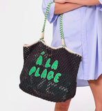 Clare V L’ete a La plage black and green tote at maeree