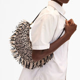 Clare v raffia fringe lune clutch at maeree