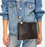 Clare v kalamata croco embossed double sac bretelle at maeree