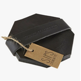 black leather octagon coaster set at maeree