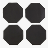black leather octagon coaster set at maeree