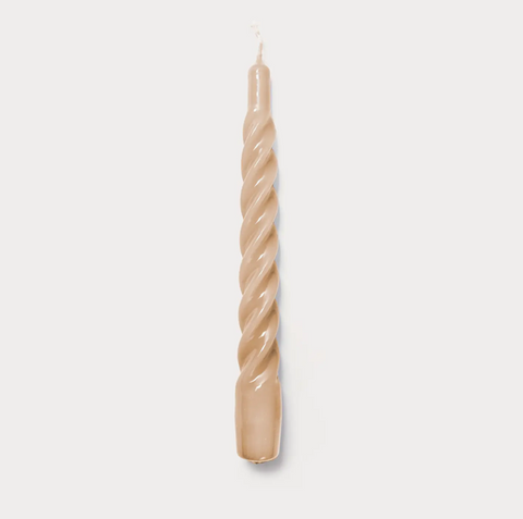 yod & co beige gloss twist taper candle at maeree