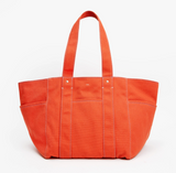 clare v le box tote in poppy canvas at maeree