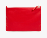 clare v cherry red oui flat clutch with tabs at maeree