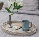 white wash rattan oval tray with handles at maeree