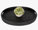 black rattan oval tray with handles at maeree