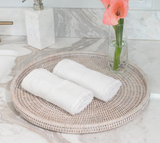 whitewash rattan round tray at maeree