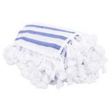 las bayadas la tina blue and white striped fringe mexican beach blanket at maeree
