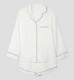 piglet in bed white linen short pj set at maeree