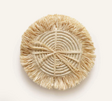 indego africa raffia fringe coasters at maeree