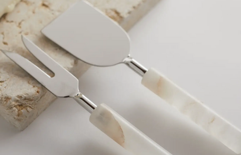 alabaster cheese knife and fork at maeree