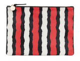 clare v poppy stripe snake flat clutch at maeree