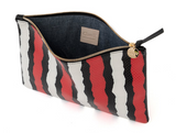 clare v poppy stripe snake flat clutch at maeree