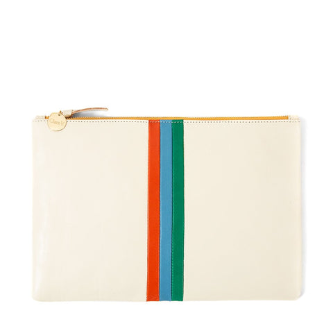 clare v white rustic flat clutch desert stripe inlay at maeree