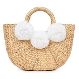 jadetribe mini beach basket white pom pom at maeree
