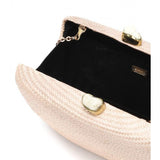 kay jen clutch pink straw with white stone closure
